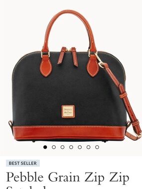 Dooney & Bourke Black with Brown Trim Pebble Grain Satchel